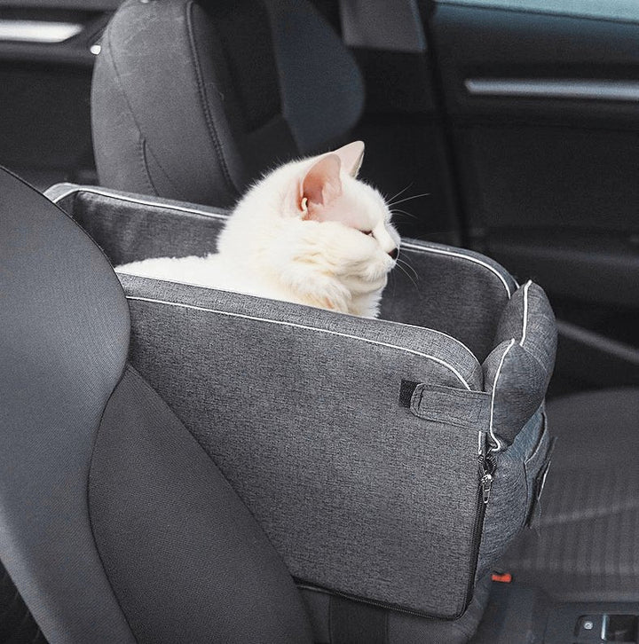 Foldable Pet Car Seat for Small Pets with Secure Console Fit