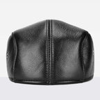 Fredo Leather Flat Cap (Black 22 In / 56CM) - | Zavonix