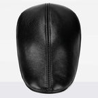 Fredo Leather Flat Cap (Black 22 In / 56CM) - | Zavonix