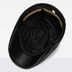 Fredo Leather Flat Cap (Black 22 In / 56CM) - | Zavonix