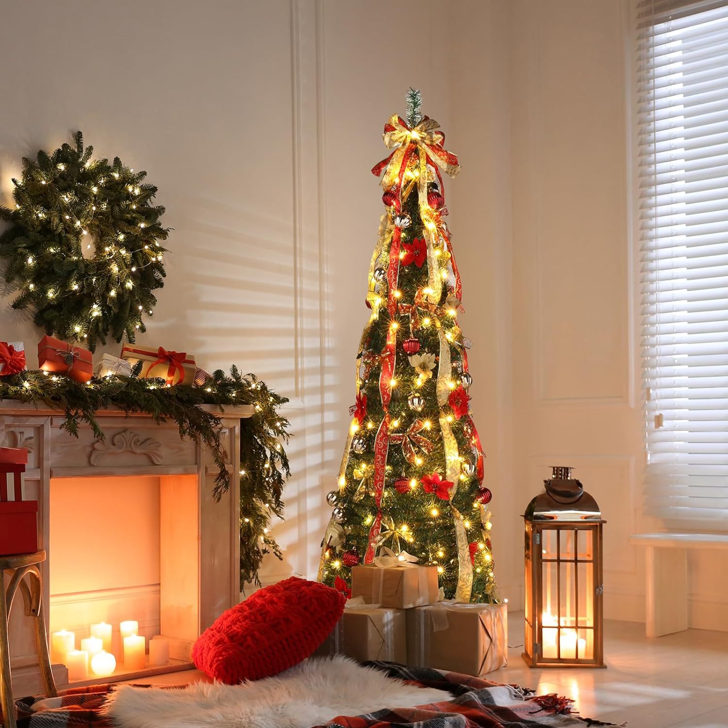 FrostLuxe™ Folding Christmas Tree — Spark Instant Holiday Magic with Effortless Glamour (1.2m / 3.9ft ) - | Zavonix