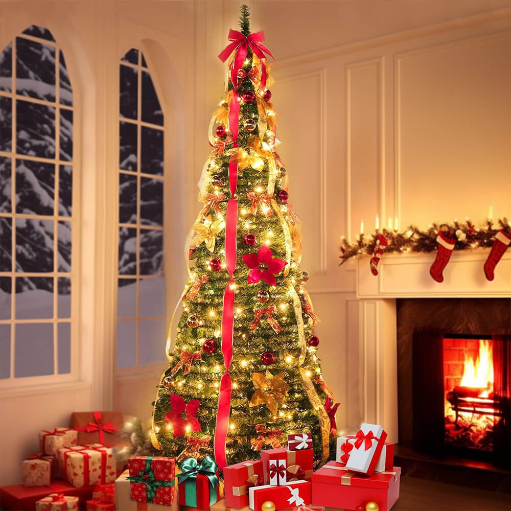 FrostLuxe™ Folding Christmas Tree — Spark Instant Holiday Magic with Effortless Glamour (1.2m / 3.9ft ) - | Zavonix