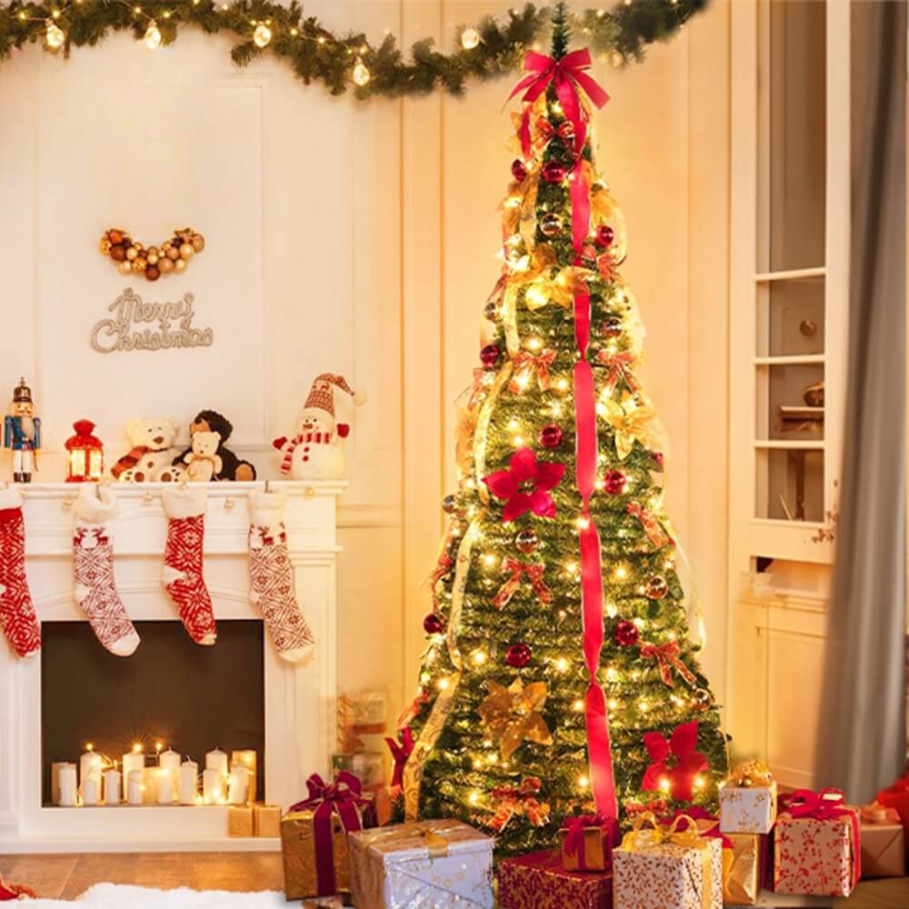FrostLuxe™ Folding Christmas Tree — Spark Instant Holiday Magic with Effortless Glamour (1.2m / 3.9ft ) - | Zavonix