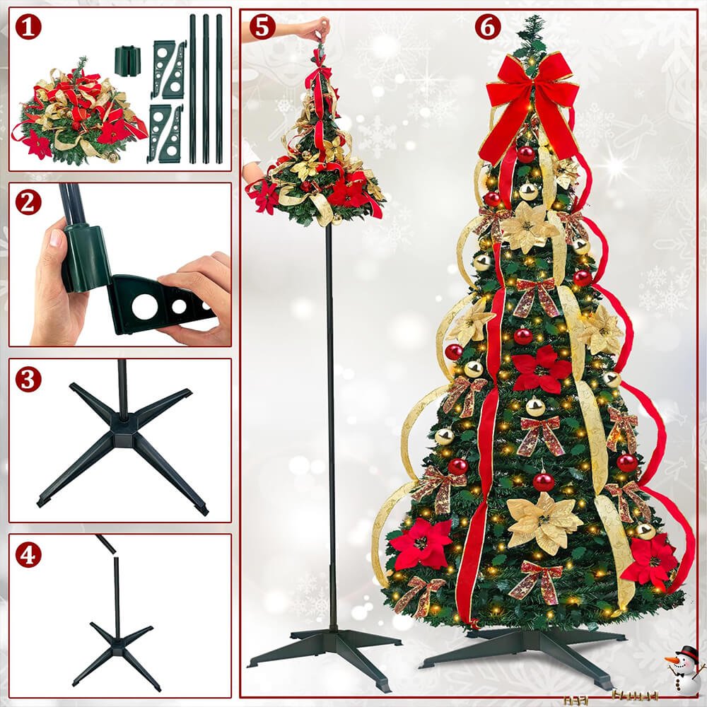 FrostLuxe™ Folding Christmas Tree — Spark Instant Holiday Magic with Effortless Glamour (1.2m / 3.9ft ) - | Zavonix