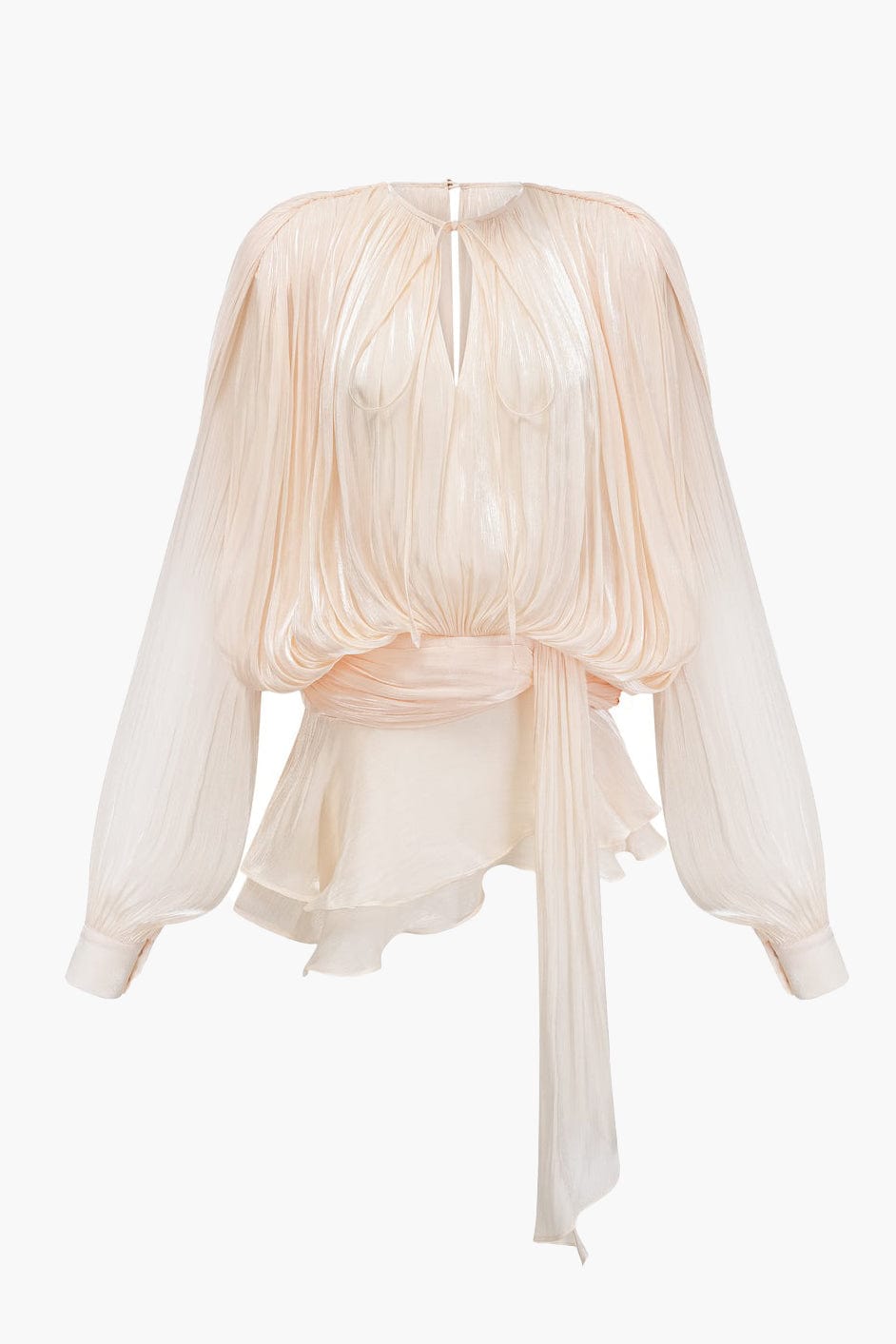 Fully - pleated Ruffled Mini Pixie Dress with Shorts (Beige S) - | Zavonix
