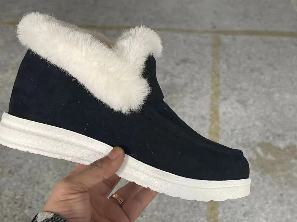 Fuzzy Bliss Eco Suede Fur Lined Sneakers (Black 4) - | Zavonix