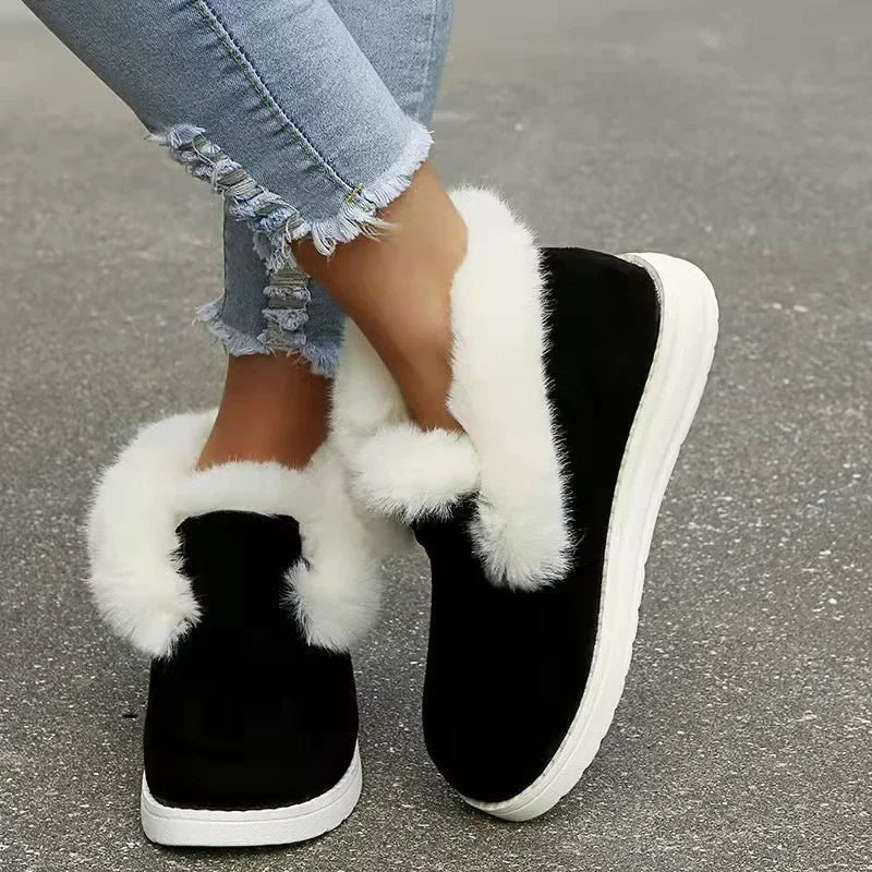 Fuzzy Bliss Eco Suede Fur Lined Sneakers (Black 4) - | Zavonix