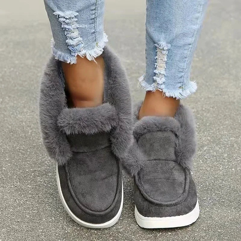 Fuzzy Bliss Eco Suede Fur Lined Sneakers (Gray 4) - | Zavonix