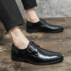"Gabrio" Buckle Leather Shoes (Black 6) - | Zavonix