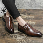 "Gabrio" Buckle Leather Shoes (Brown 6) - | Zavonix