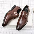 "Gabrio" Buckle Leather Shoes (Brown 6) - | Zavonix
