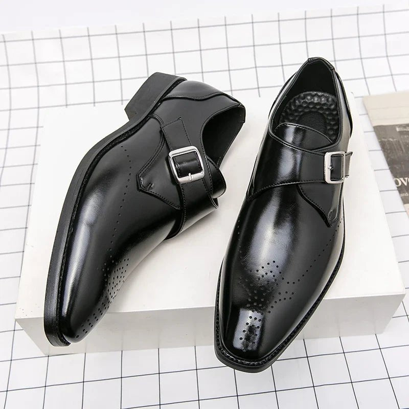 "Gabrio" Buckle Leather Shoes (Brown 6) - | Zavonix