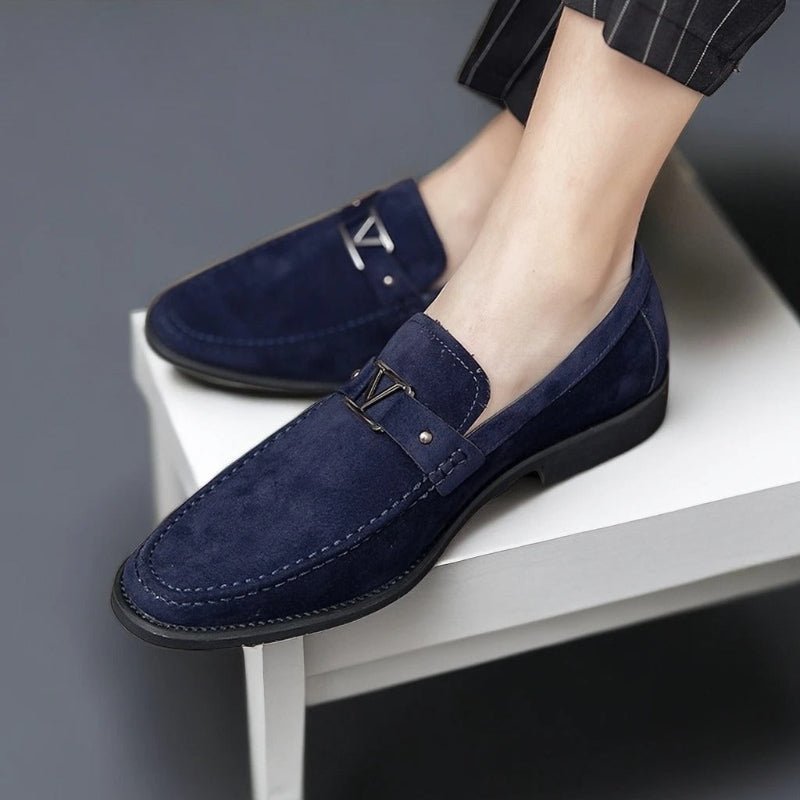 Galvano — Men’s Italian Suede Loafers with Metallic Accent (Black 6) - | Zavonix