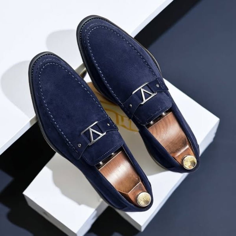 Galvano — Men’s Italian Suede Loafers with Metallic Accent (Black 6) - | Zavonix