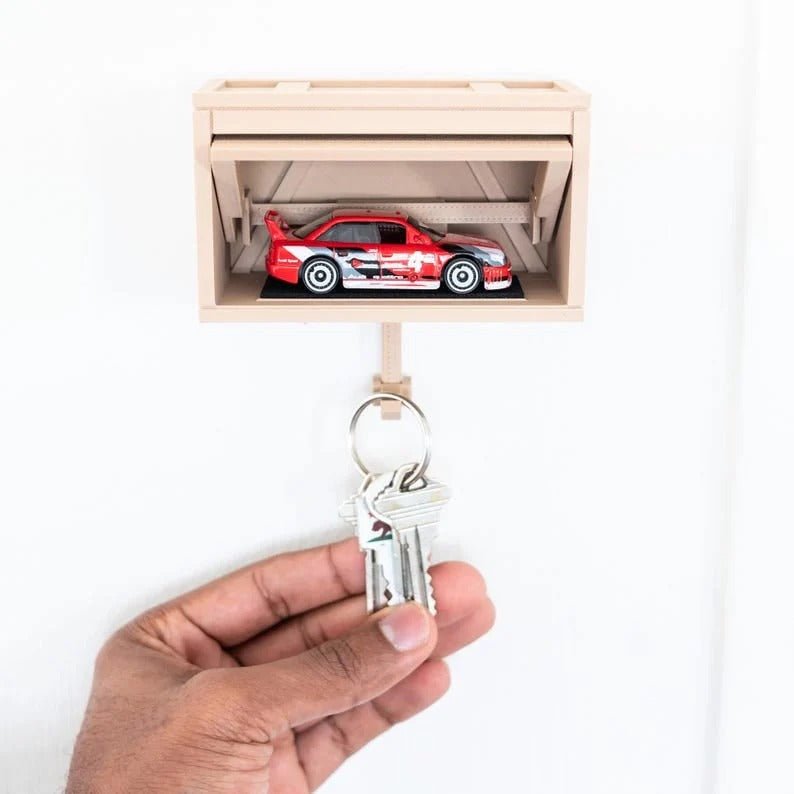 GaragePulse™ — Transform Every Key Drop into a Heart - Racing Celebration of Your Car Passion (Beige ) - Car Garage Key Holder | Zavonix