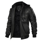 Garren Leather Jacket — Men’s Insulated Hooded Jacket with Fleece Lining (Black S) - | Zavonix