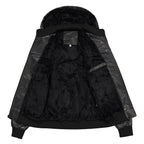 Garren Leather Jacket — Men’s Insulated Hooded Jacket with Fleece Lining (Black S) - | Zavonix
