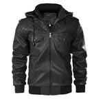 Garren Leather Jacket — Men’s Insulated Hooded Jacket with Fleece Lining (Black S) - | Zavonix