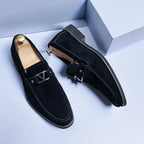 Galvano — Men’s Italian Suede Loafers with Metallic Accent (Black 6) - | Zavonix
