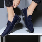 Galvano — Men’s Italian Suede Loafers with Metallic Accent (Black 6) - | Zavonix