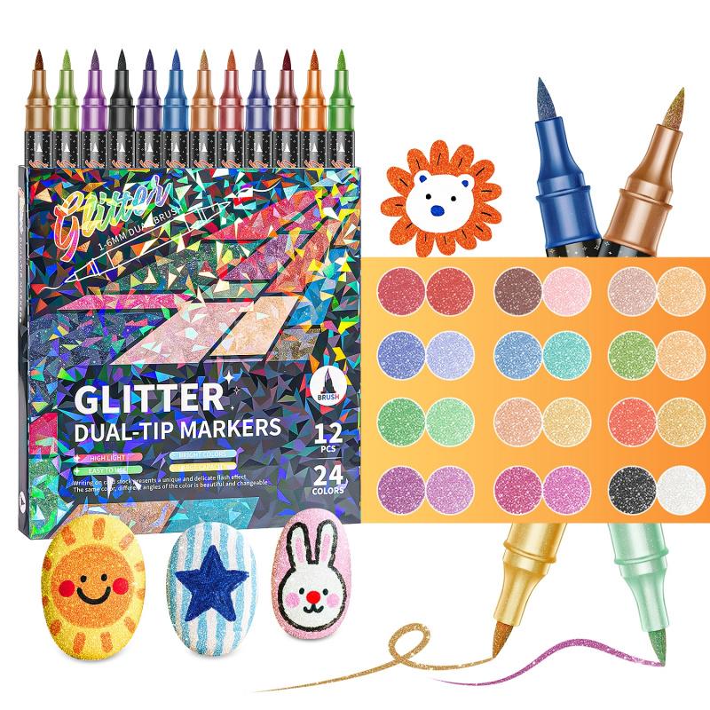 Gemstone Dual Tip Glitter Art Marker Set Product Image 03