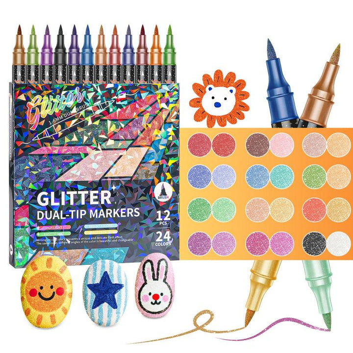 Gemstone Dual Tip Glitter Art Marker Set Product Image 03