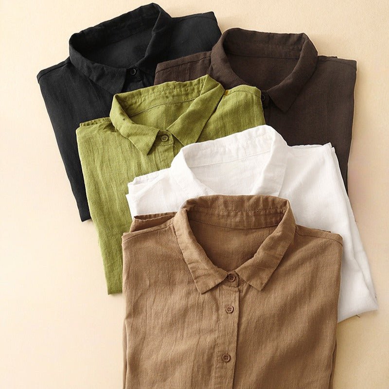 GREEN HUE LINEN SHIRT (Black XS) - | Zavonix