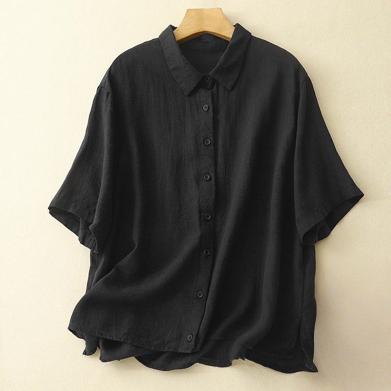 GREEN HUE LINEN SHIRT (Black XS) - | Zavonix