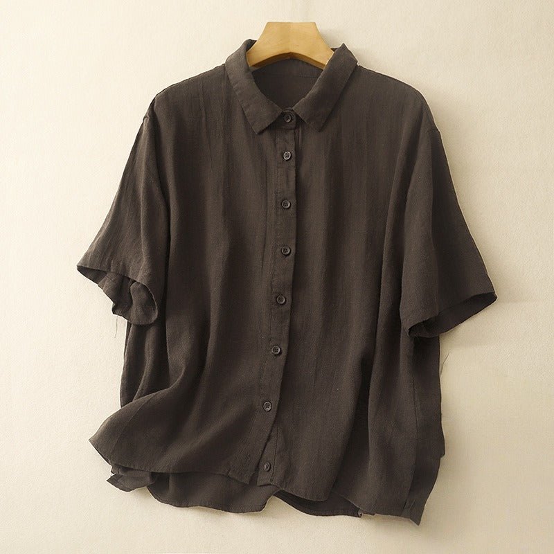 GREEN HUE LINEN SHIRT (Brown XS) - | Zavonix