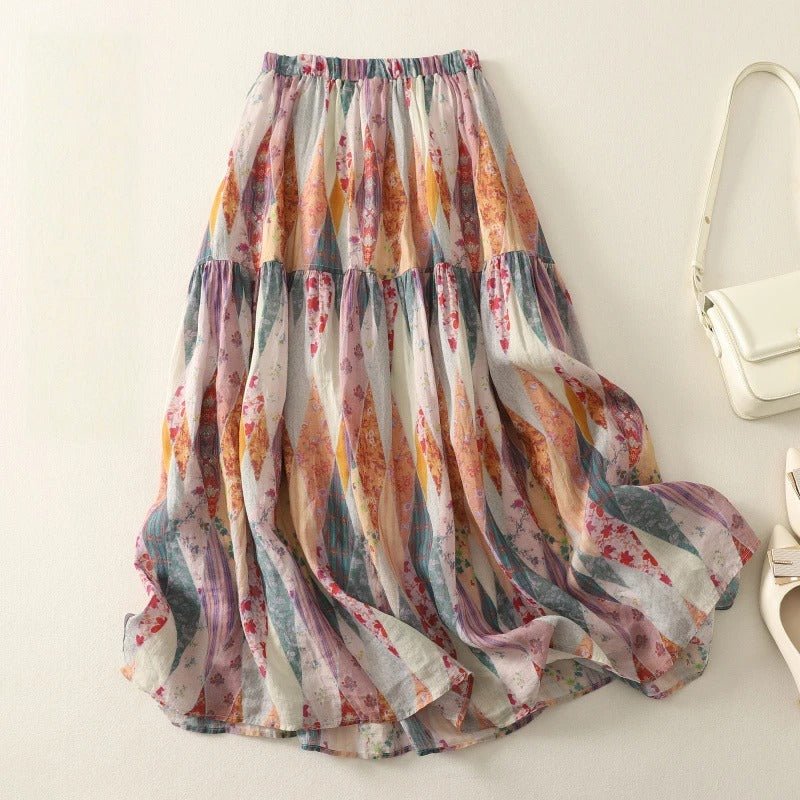 Glissera Linen Skirt — Lightweight Breathable Skirt with Tailored Folds (XS ) - | Zavonix