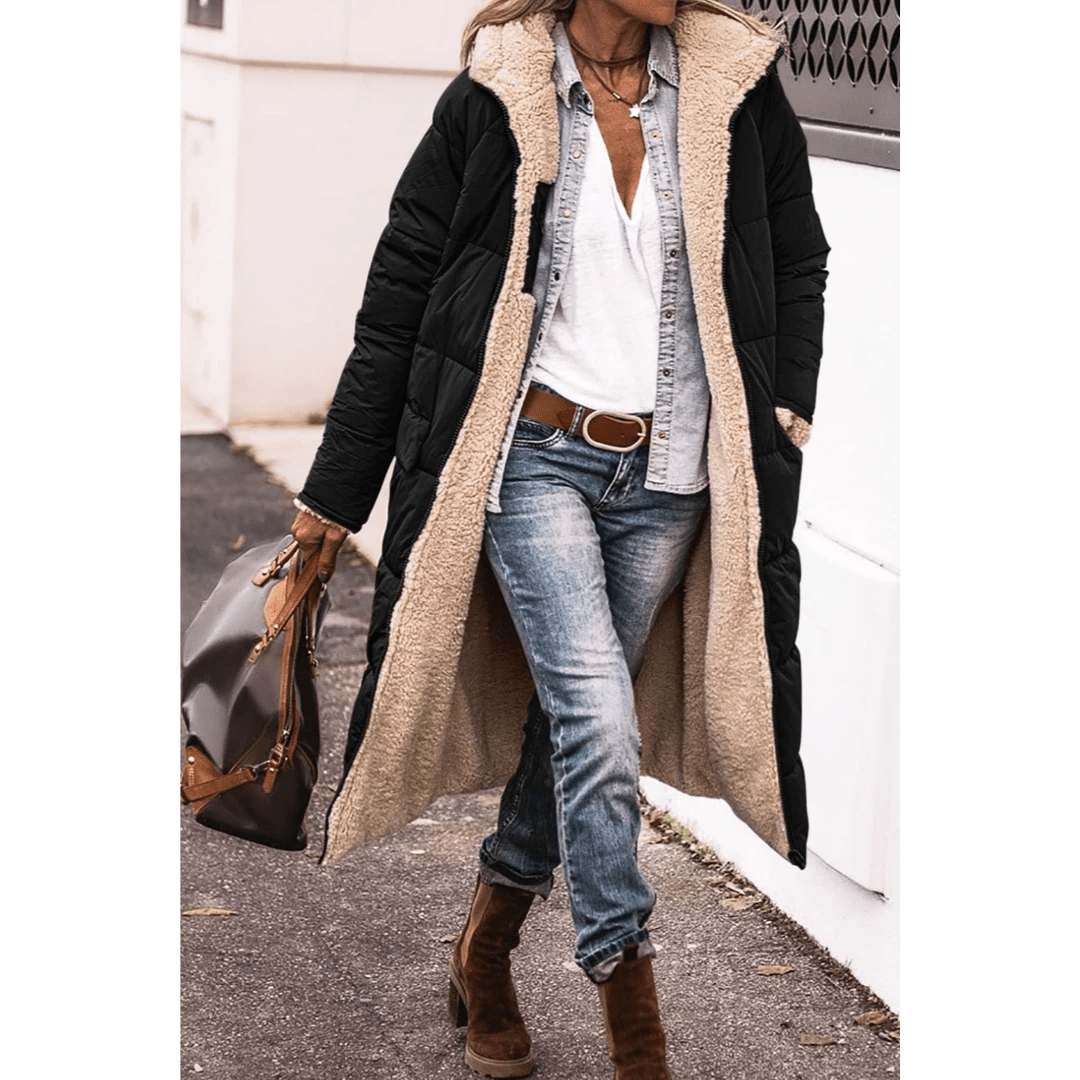 Gloria Women's Puffer Trench Coat | Long Cut, Quilted Design 3