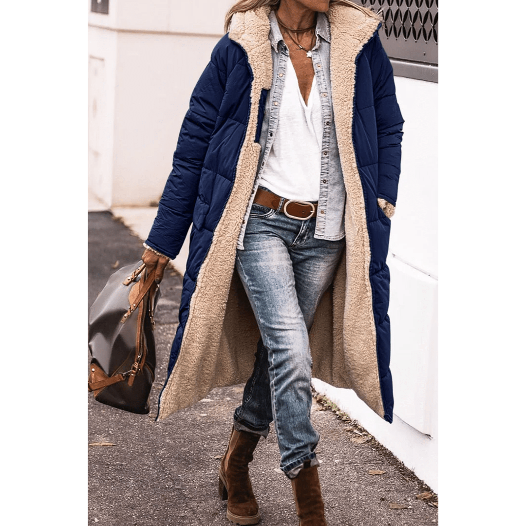 Gloria Women's Puffer Trench Coat | Long Cut, Quilted Design 0