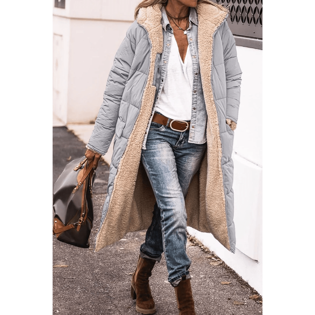 Gloria Women's Puffer Trench Coat | Long Cut, Quilted Design 5