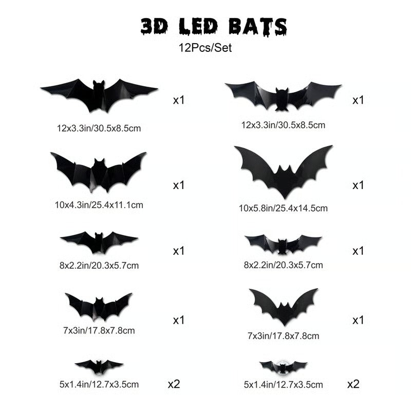 GlowHaunt – Glowing 3D Bats for Enchanted Walls (12 Pcs Set) ( ) - | Zavonix