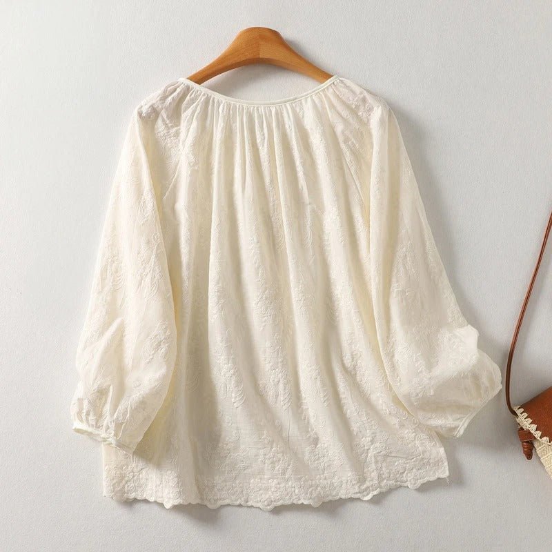 Gossamer Linen Blouse™ — Breeze Through Your Day with Effortless Elegance (XS ) - | Zavonix