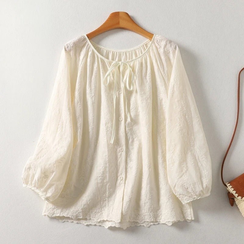 Gossamer Linen Blouse™ — Breeze Through Your Day with Effortless Elegance (XS ) - | Zavonix