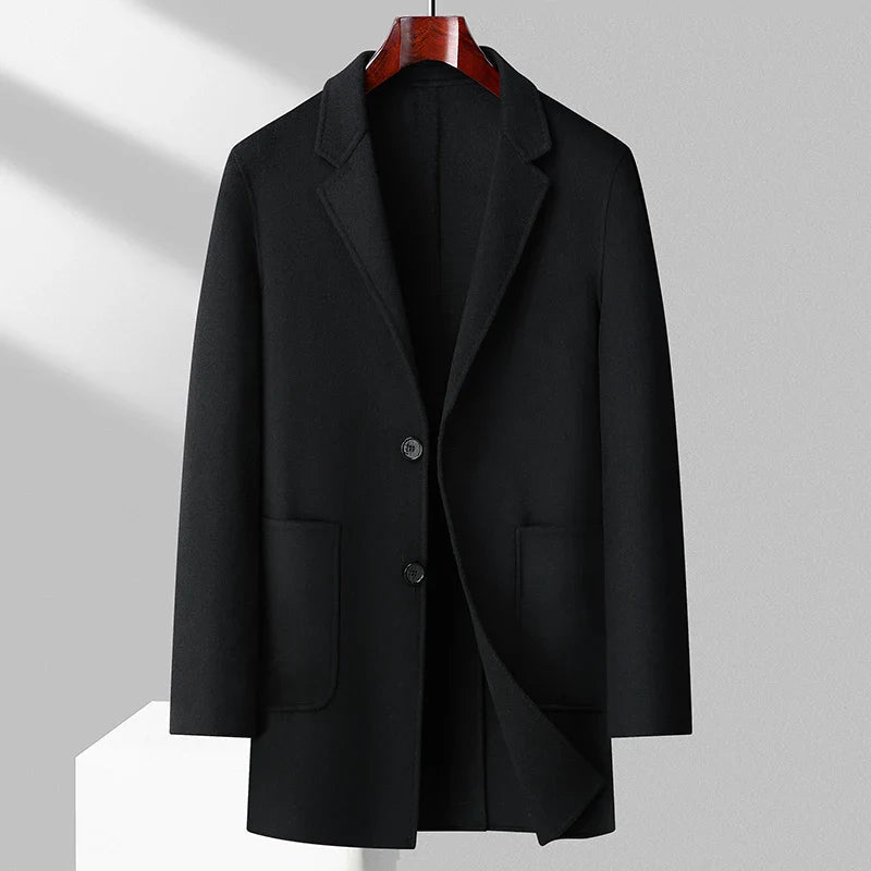 The Gentleman’s Edge Wool Topcoat (Dark Grey XXS) - | Zavonix
