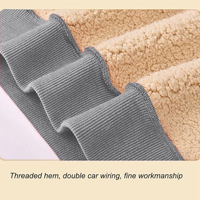 Close-up of gray ribbed trim beside cream fleece lining