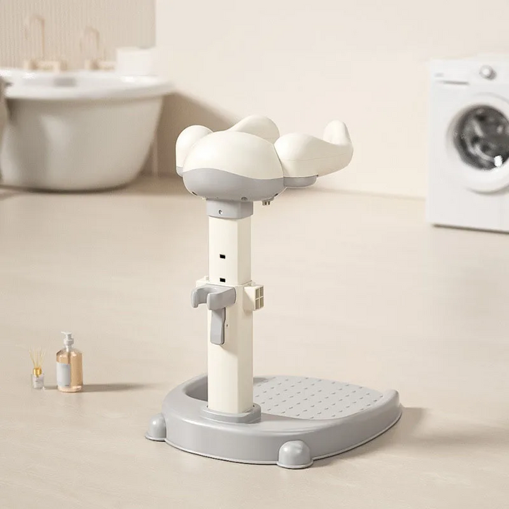 Gray toddler shower stand without a stool