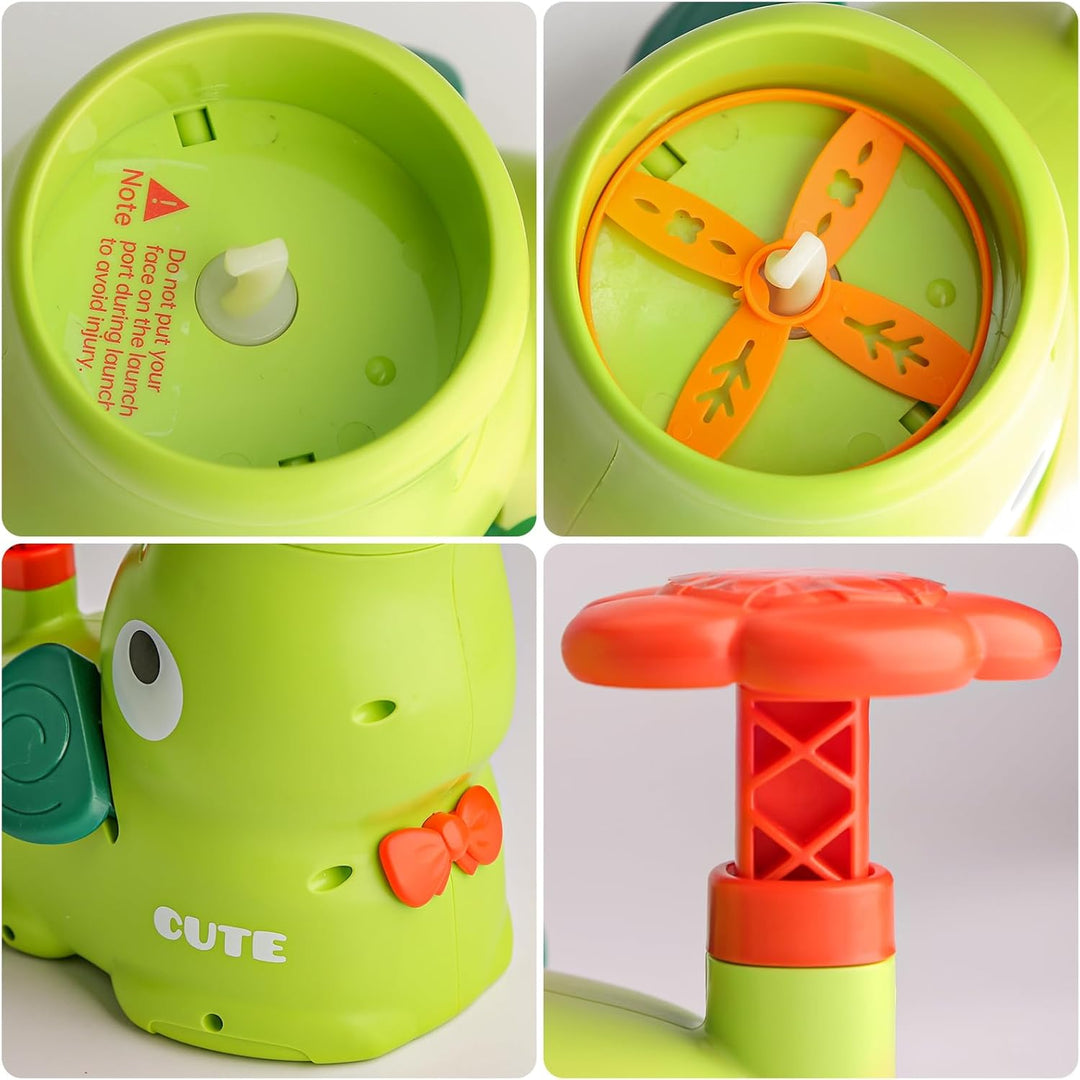 Close-up views of the green disc launcher&
