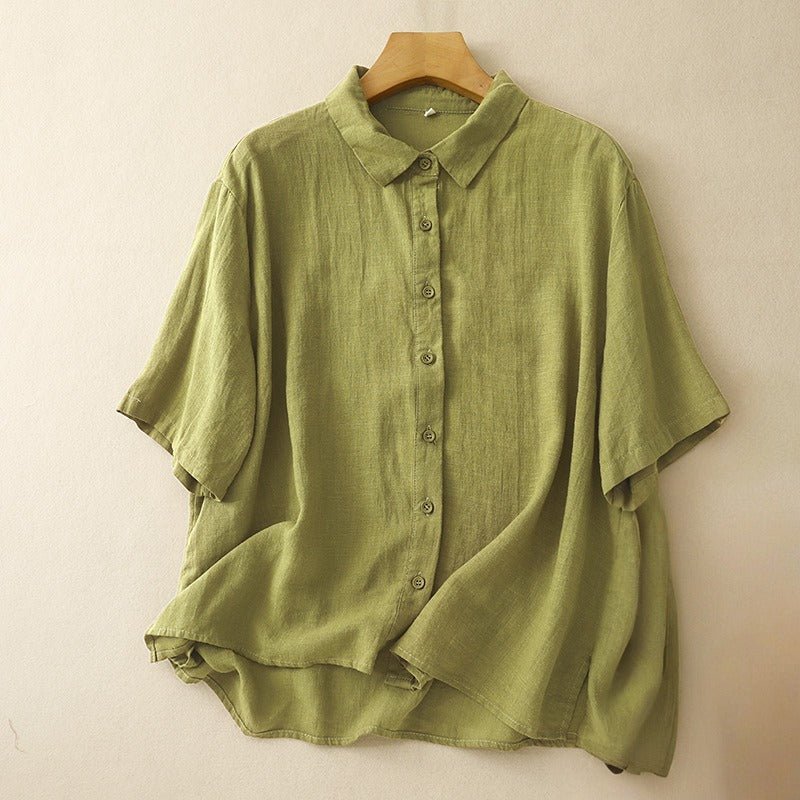 GREEN HUE LINEN SHIRT (Green XS) - | Zavonix