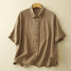 GREEN HUE LINEN SHIRT (Khaki XS) - | Zavonix