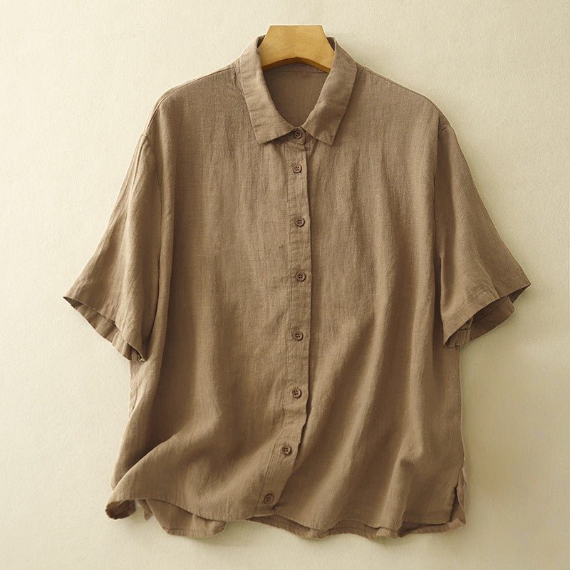 GREEN HUE LINEN SHIRT (Khaki XS) - | Zavonix