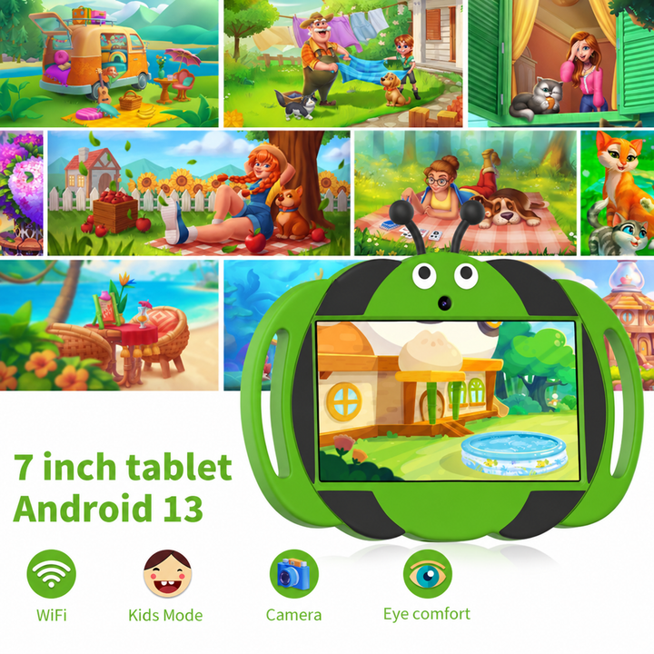 Green 7-inch Android 13 kids&