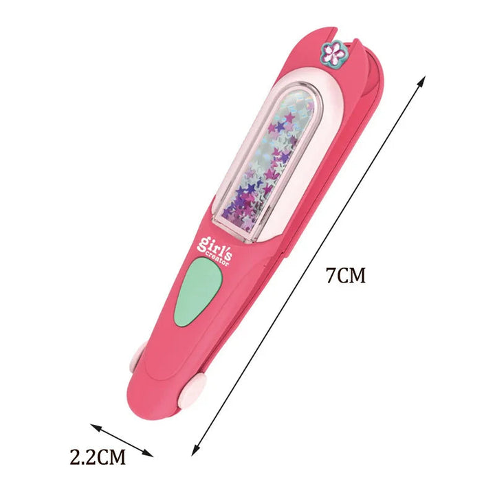 Pink hair gem stamp with measurements labeled 7 cm long and 2.2 cm wide