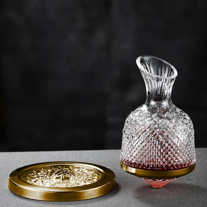 Hand-Blown Crystal Wine Decanter with 360° Stainless Steel Base – 45 oz Capacity for Enhanced Aeration 2