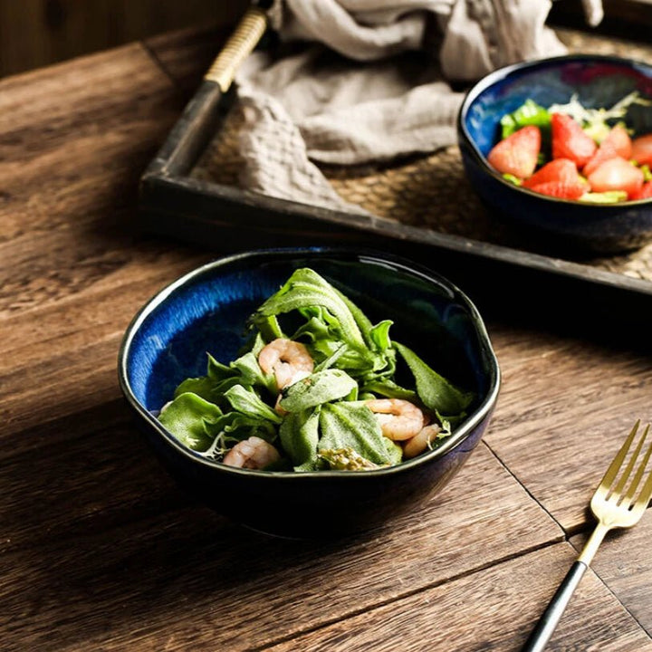 Handcrafted Blue Ceramic Bowl – Elegant Pottery Serving Bowl with Durable Glazed Finish for Everyday Use 4