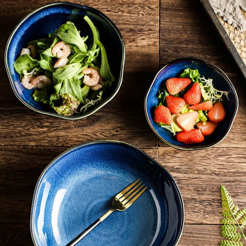 Handcrafted Blue Ceramic Bowl – Elegant Pottery Serving Bowl with Durable Glazed Finish for Everyday Use 2