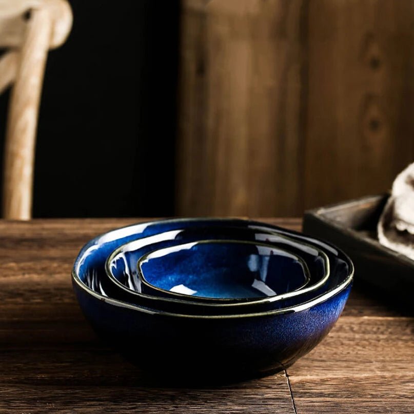 Handcrafted Blue Ceramic Bowl – Elegant Pottery Serving Bowl with Durable Glazed Finish for Everyday Use 3