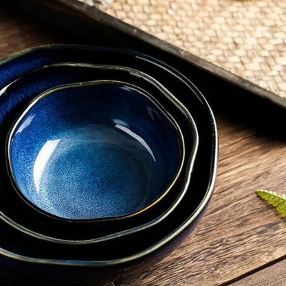 Handcrafted Blue Ceramic Bowl – Elegant Pottery Serving Bowl with Durable Glazed Finish for Everyday Use 5